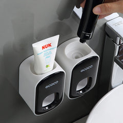 WIKHOSTAR Automatic Toothpaste Dispenser Bathroom Accessories Set Wall Mounted Toothpaste Squeezer Toothpaste Holder Rack