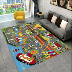 Child Playmat Highway Simulated City Traffic Playroom Area Rug,Carpet for Home Living Room Bedroom Sofa ,kids Non-slip Floor Mat