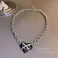 Creative Punk Gothic Thorns Love Heart Stainless Steel Chains Necklace for Women Party Jewelry Gifts Hallowen WholeSale Choker