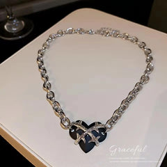 Creative Punk Gothic Thorns Love Heart Stainless Steel Chains Necklace for Women Party Jewelry Gifts Hallowen WholeSale Choker
