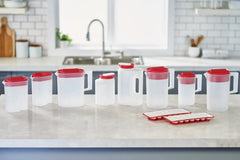 Pitcher, Simply Pour Clear/Red Pitcher Plastic 1 gal, plastic, 1 gal, helpful for family beverage service, A Practical Choice for Everyday Beverage Serving