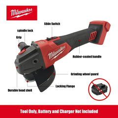 125mm Brushless Angle Grinder Compatible with Milwaukee Battery No-Lock Cutting & Polishing Tool ⭐