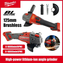 125mm Brushless Angle Grinder Compatible with Milwaukee Battery No-Lock Cutting & Polishing Tool ⭐