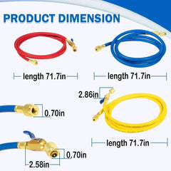 Yellow Jacket 29986 Plus II 1/4" Hose with Compact Ball Valve. 72" (Pack of 3)