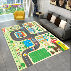 Child Playmat Highway Simulated City Traffic Playroom Area Rug,Carpet for Home Living Room Bedroom Sofa ,kids Non-slip Floor Mat