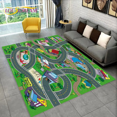 Child Playmat Highway Simulated City Traffic Playroom Area Rug,Carpet for Home Living Room Bedroom Sofa ,kids Non-slip Floor Mat
