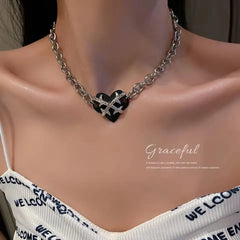 Creative Punk Gothic Thorns Love Heart Stainless Steel Chains Necklace for Women Party Jewelry Gifts Hallowen WholeSale Choker