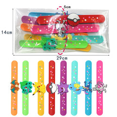 PVC Pokemon Slap Bracelet Kids Pikachu Birthday Decoration Anime Wristband Child Slap Band Puzzle Toy Boys Girls Birthday Party