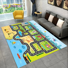 Child Playmat Highway Simulated City Traffic Playroom Area Rug,Carpet for Home Living Room Bedroom Sofa ,kids Non-slip Floor Mat