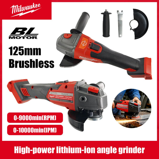 Milwaukee Angle Grinder 125mm Brushless Polishing Cutting Machine No-Lock Paddle Switch Electric Cordless Power Tools