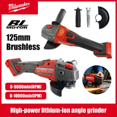 Milwaukee Angle Grinder 125mm Brushless Polishing Cutting Machine No-Lock Paddle Switch Electric Cordless Power Tools