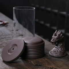 1pc Ceramics Waterfall Backflow Incense Burner With Plastic Acrylic Cup Windproof Incense Holder Home Decor(without Incense)