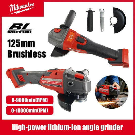 125mm Brushless Angle Grinder Compatible with Milwaukee Battery No-Lock Cutting & Polishing Tool ⭐