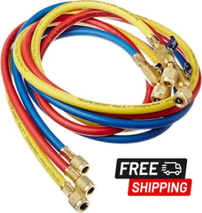 Yellow Jacket 29986 Plus II 1/4" Hose with Compact Ball Valve. 72" (Pack of 3)